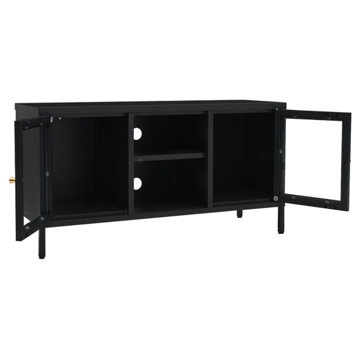 Tv-meubel 105x35x52 cm staal en glas zwart