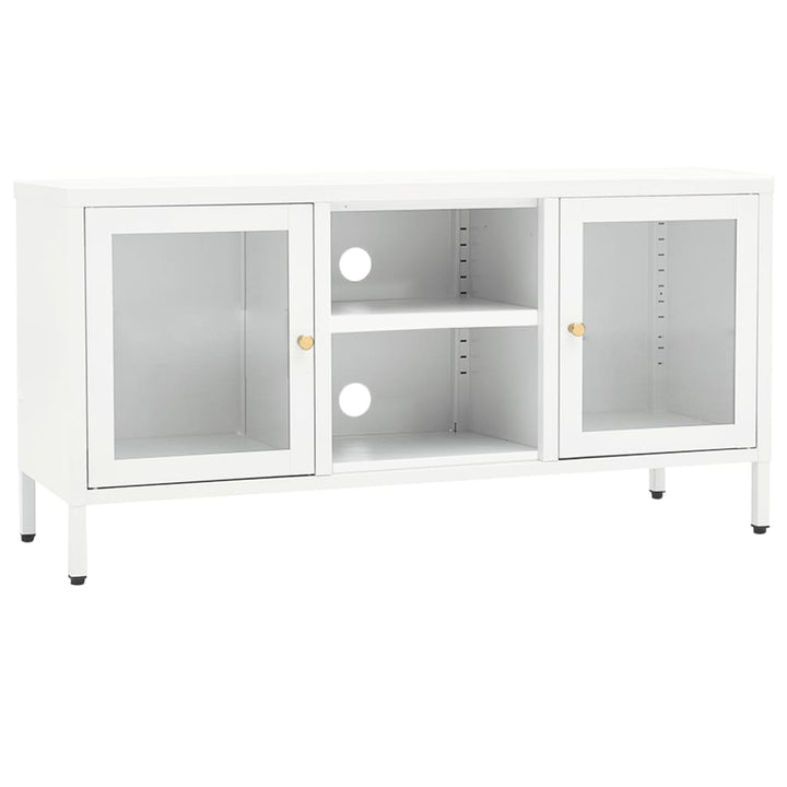 Tv-meubel 105x35x52 cm staal en glas wit