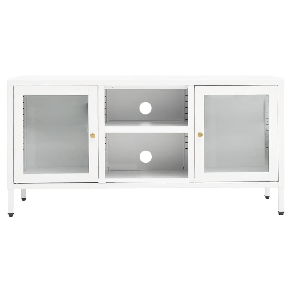 Tv-meubel 105x35x52 cm staal en glas wit