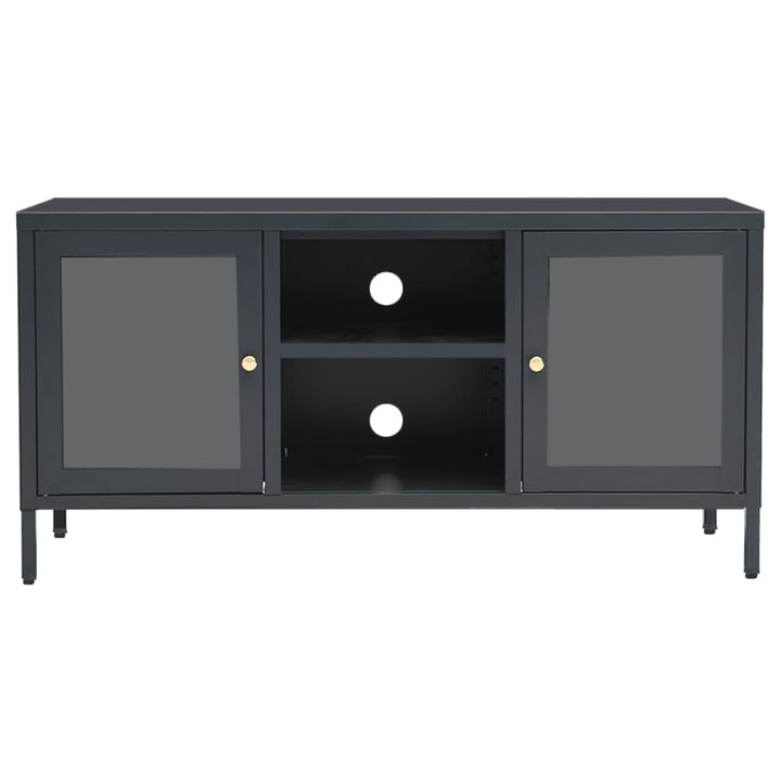 Tv-meubel 105x35x52 cm staal en glas antracietkleurig