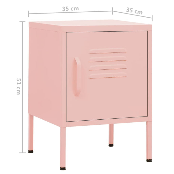 Nachtkastje 35x35x51 cm staal roze