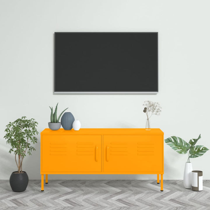 Tv-meubel 105x35x50 cm staal mosterdgeel