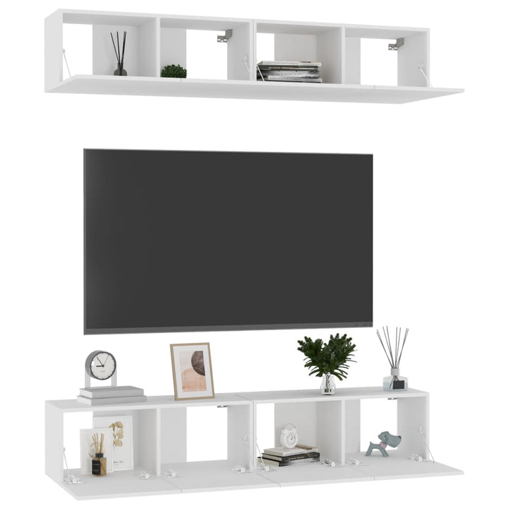 Tv-meubelen 4 st 80x30x30 cm bewerkt hout wit