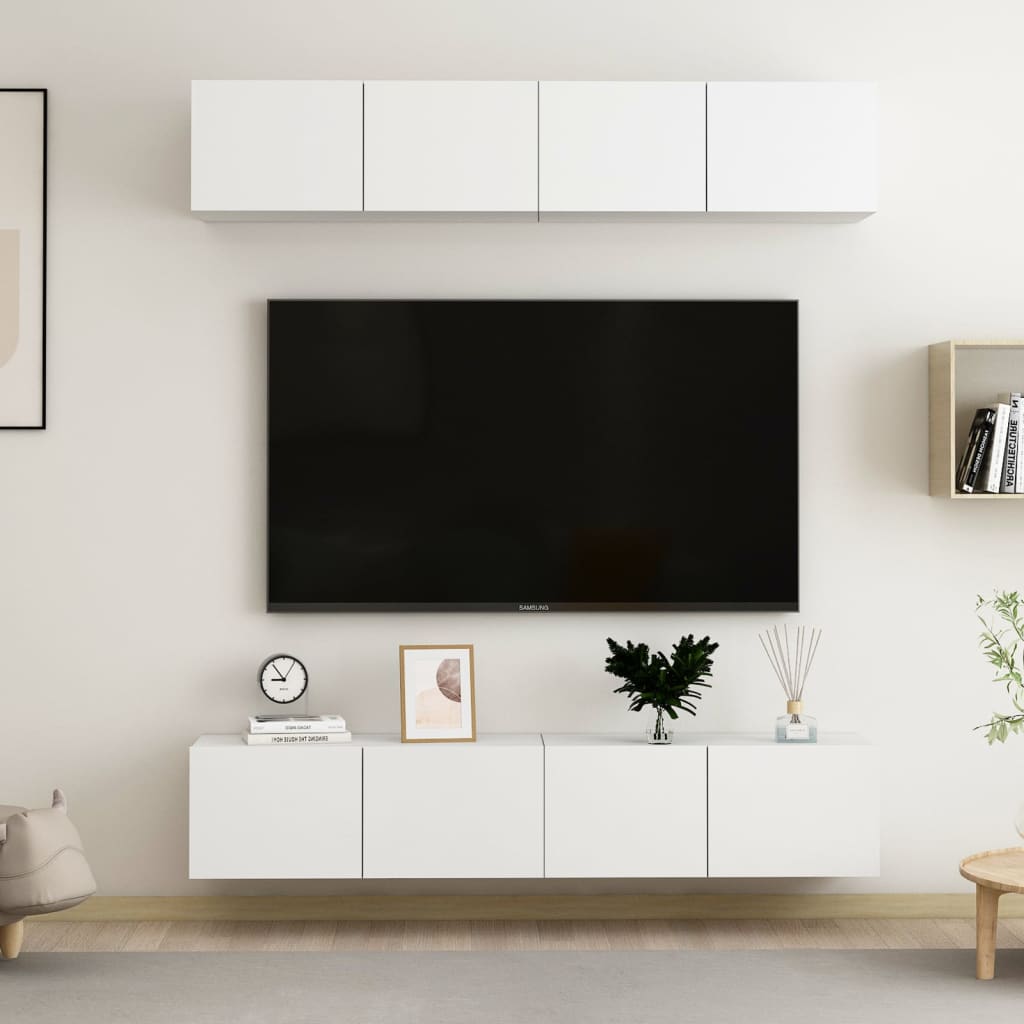 Tv-meubelen 4 st 80x30x30 cm bewerkt hout wit