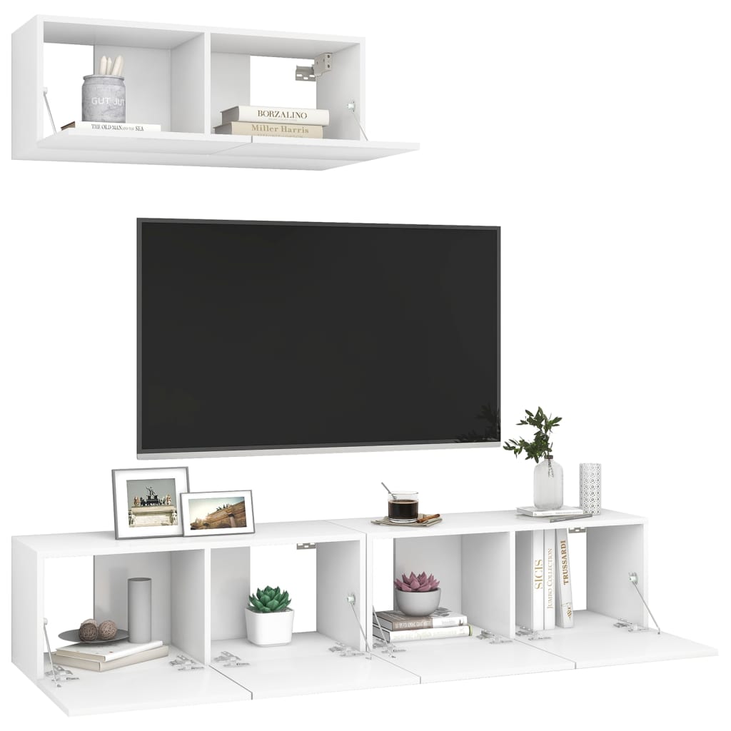 Tv-meubelen 3 st bewerkt hout wit