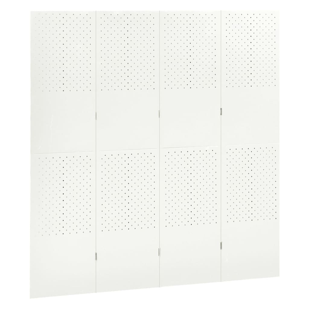 Kamerscherm met 4 panelen 160x180 cm staal wit