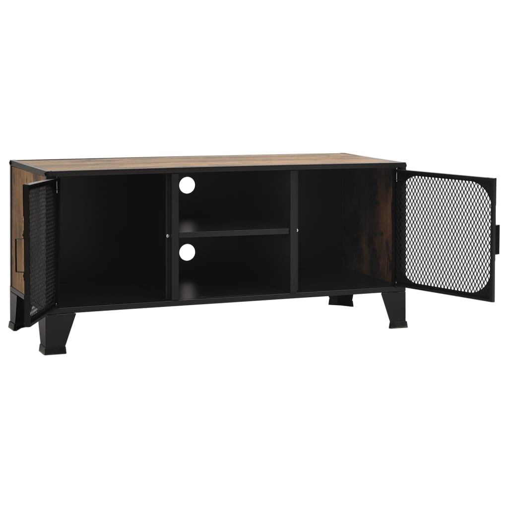 Tv-meubel 105x36x47 cm metaal en MDF rustiek bruin