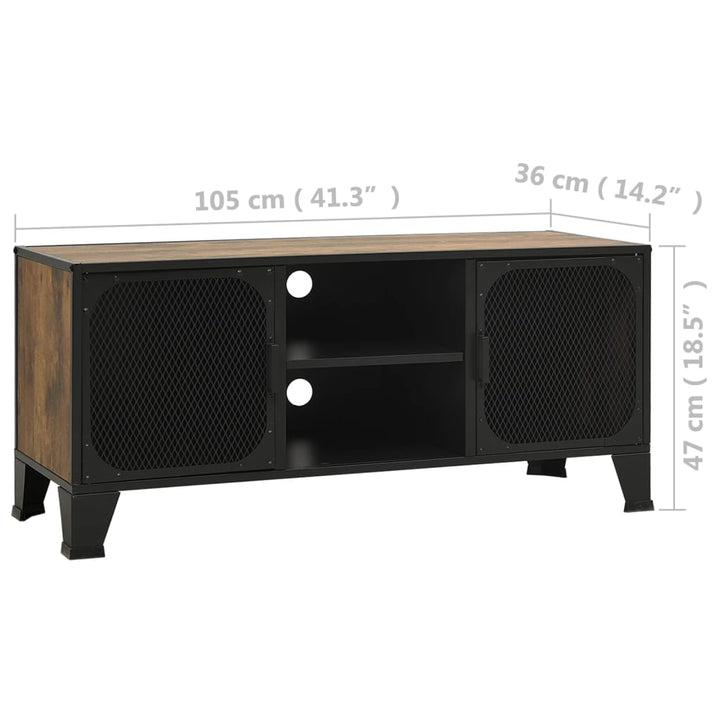 Tv-meubel 105x36x47 cm metaal en MDF rustiek bruin