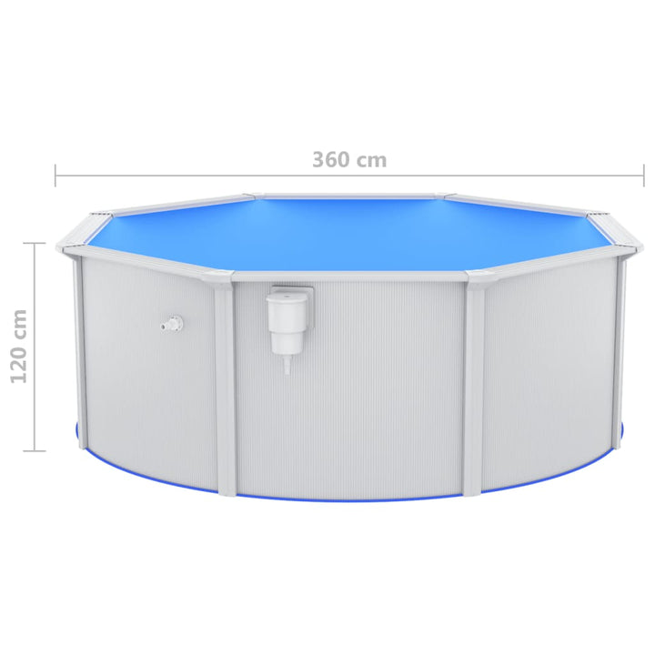 Zwembad met stalen wand 360x120 cm wit