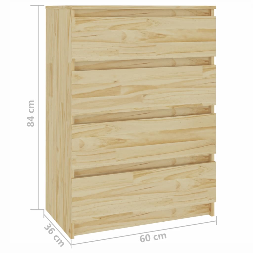 Bijzetkast 60x36x84 cm massief grenenhout