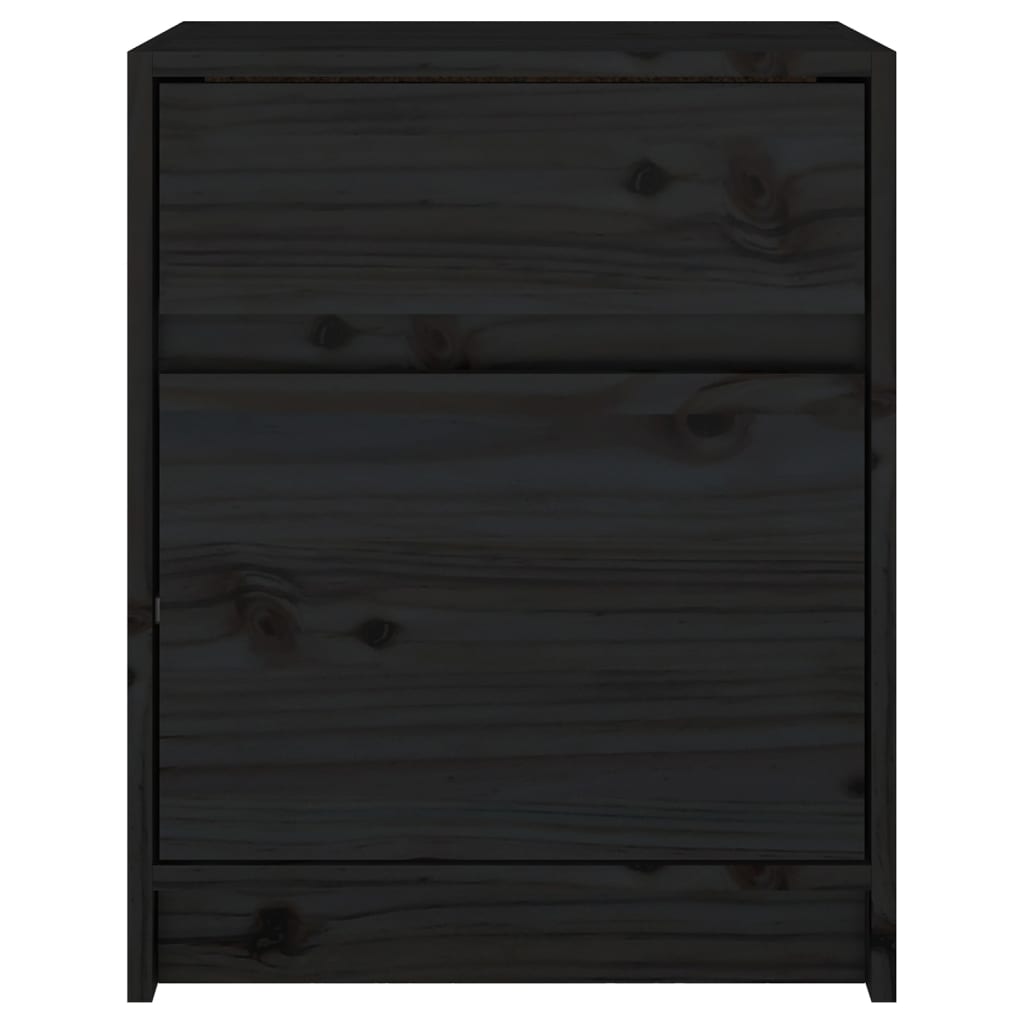 Nachtkastje 40x31x50 cm massief grenenhout zwart
