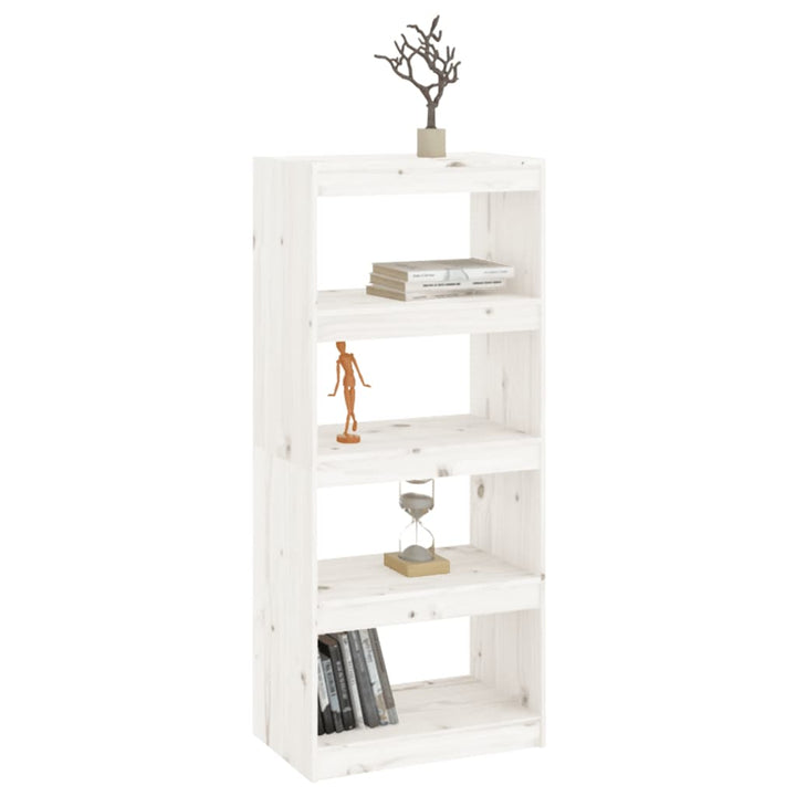 Boekenkast/kamerscherm 60x30x135,5 cm massief grenenhout wit