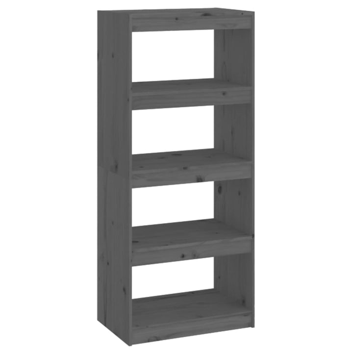 Boekenkast/kamerscherm 60x30x135,5 cm massief grenenhout grijs