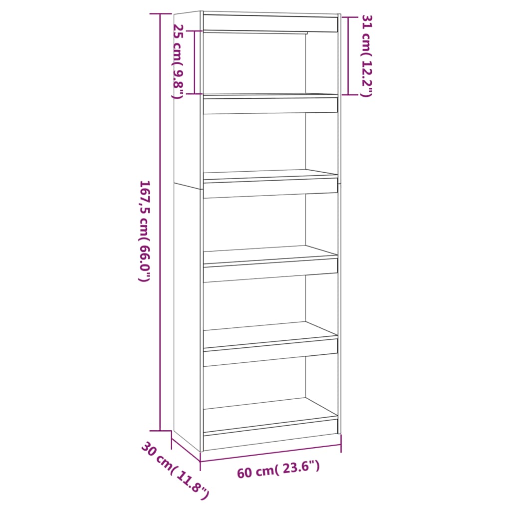 Boekenkast/kamerscherm 60x30x167,5 cm massief grenenhout wit