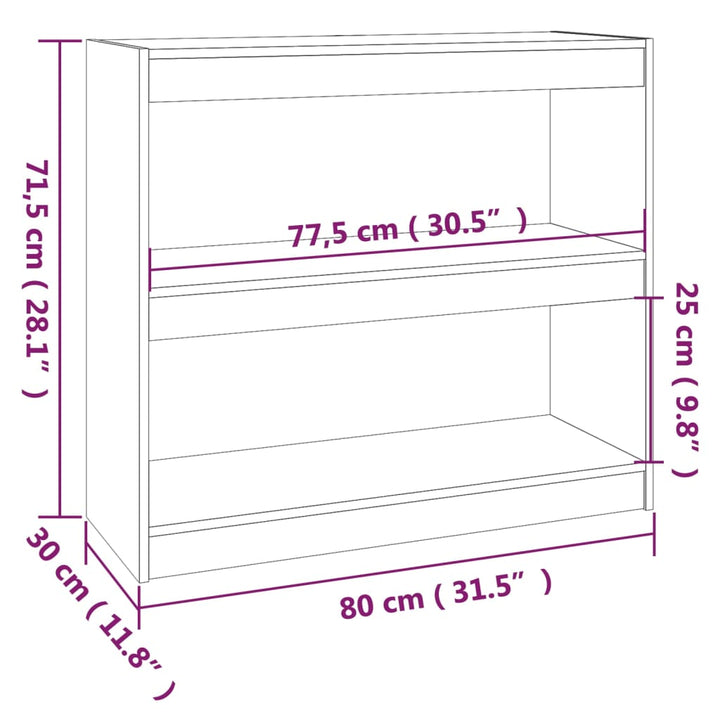 Boekenkast/kamerscherm 80x30x71,5 cm grenenhout honingbruin