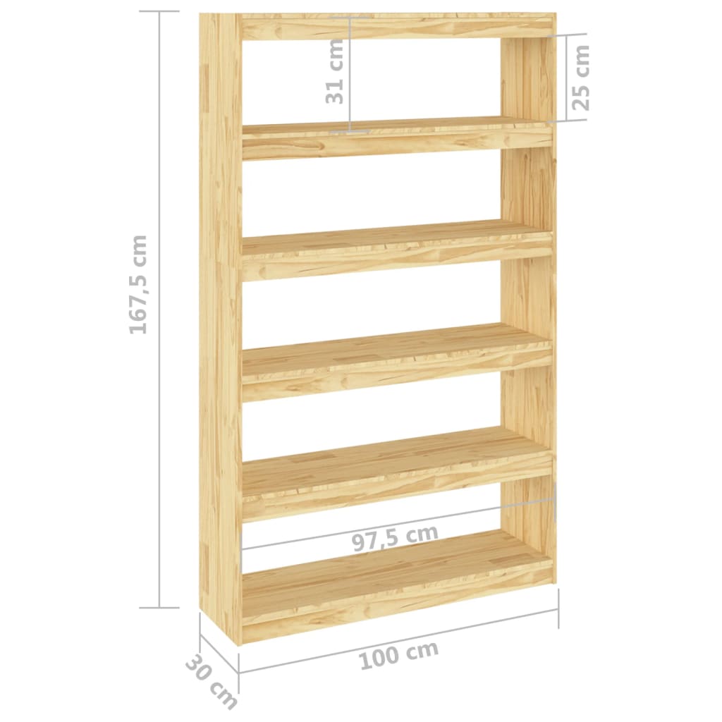 Boekenkast/kamerscherm 100x30x167,5 cm massief grenenhout