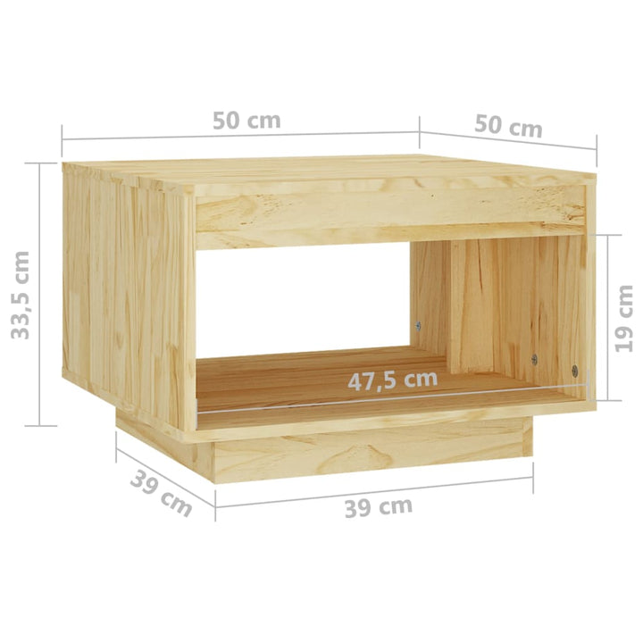 Salontafel 50x50x33,5 cm massief grenenhout