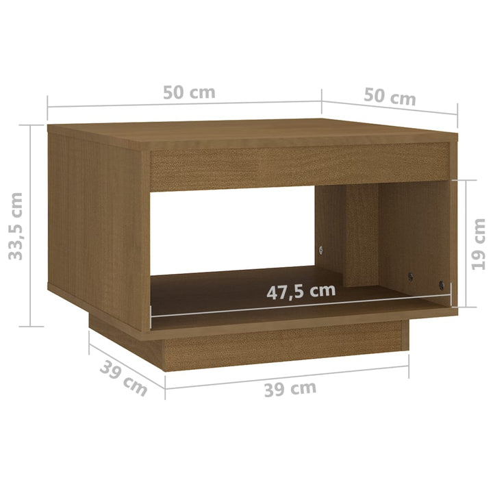 Salontafel 50x50x33,5 cm massief grenenhout honingbruin