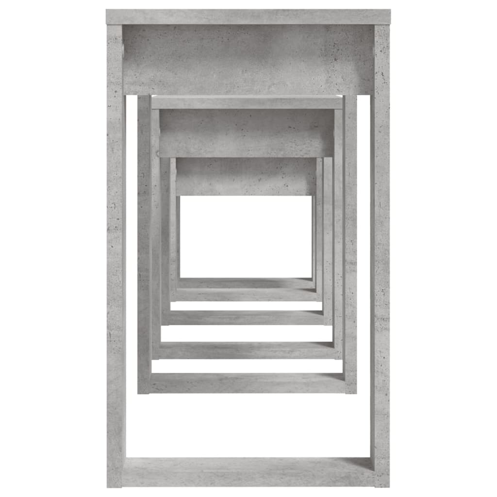 3-delige Tafeltjesset bewerkt hout betongrijs