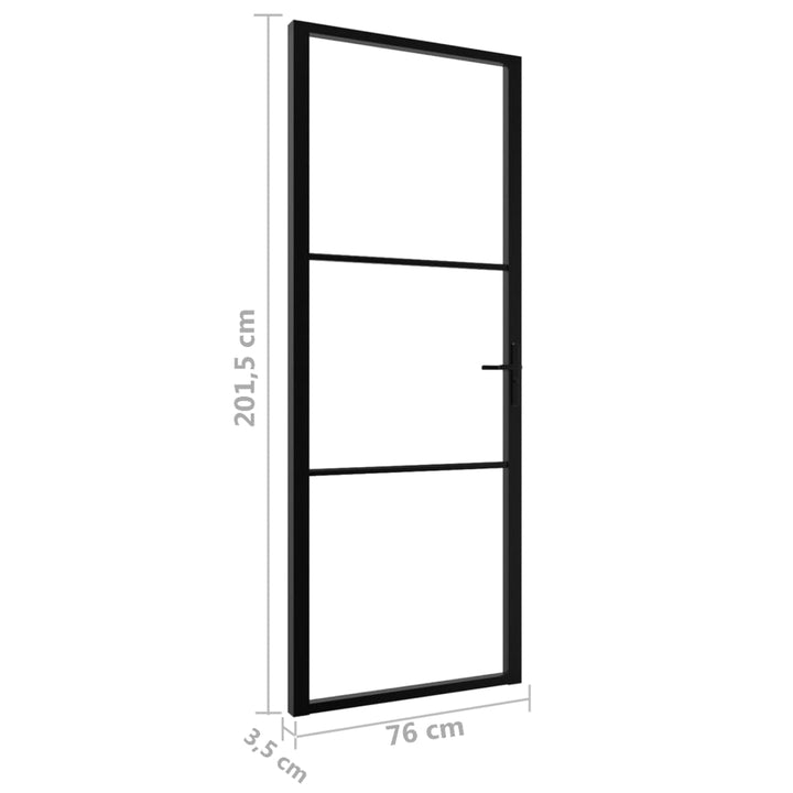 Binnendeur 76x201,5 cm ESG-glas en aluminium zwart