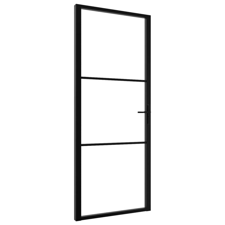 Binnendeur 83x201,5 cm ESG-glas en aluminium zwart