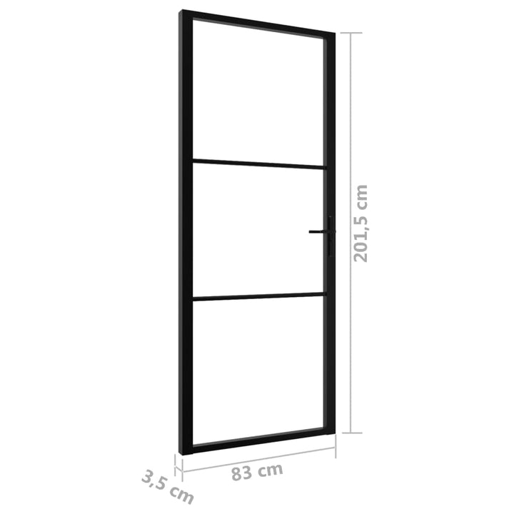 Binnendeur 83x201,5 cm ESG-glas en aluminium zwart
