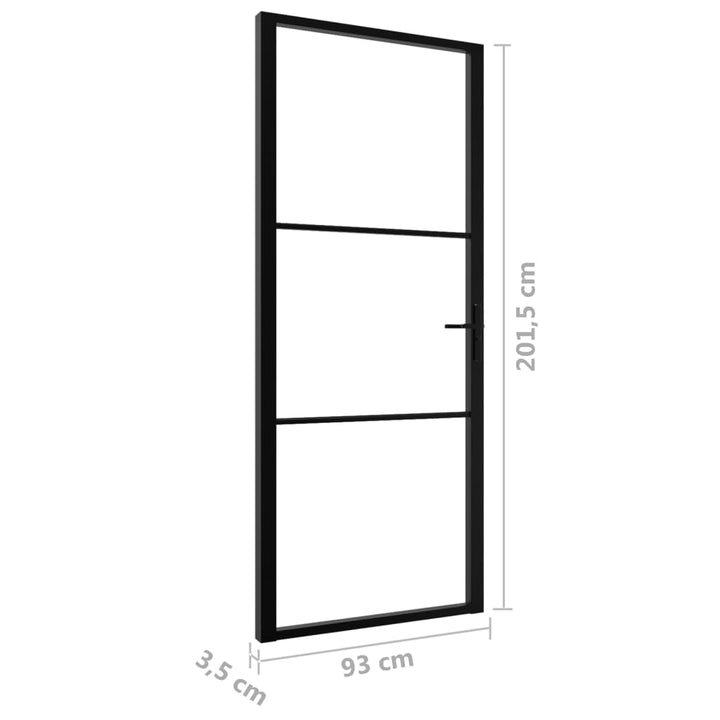 Binnendeur 93x201,5 cm ESG-glas en aluminium zwart