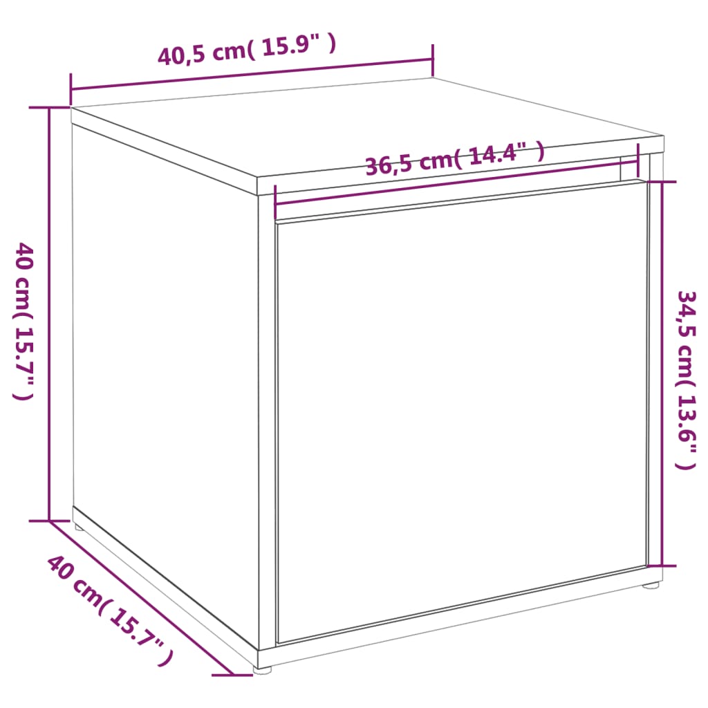 Opbergbox met lade 40,5x40x40 cm bewerkt hout hoogglans wit