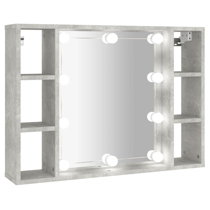 Spiegelkast met LED-verlichting 76x15x55 cm betongrijs