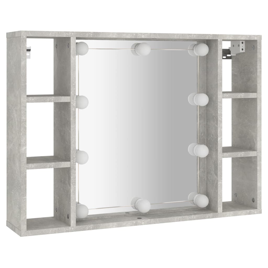Spiegelkast met LED-verlichting 76x15x55 cm betongrijs