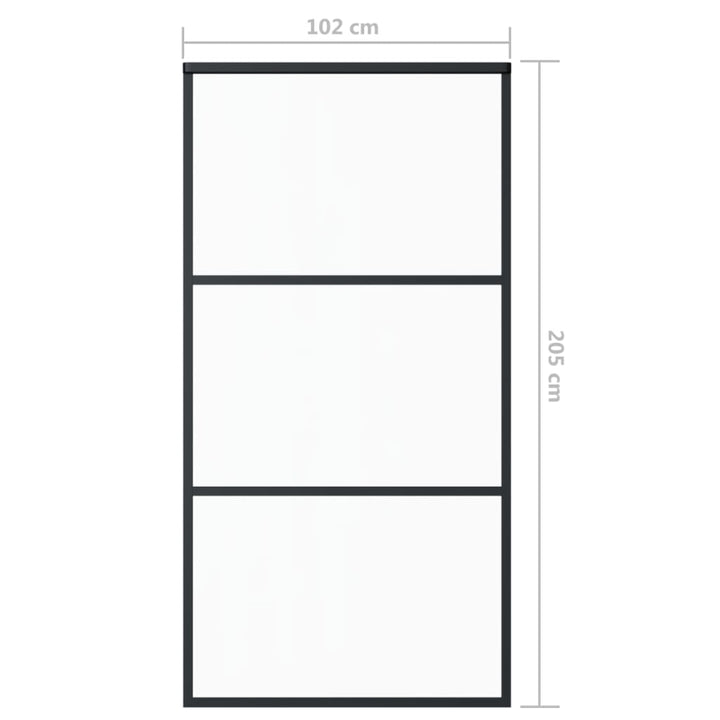 Schuifdeur met beslag 102x205 cm aluminium en ESG-glas