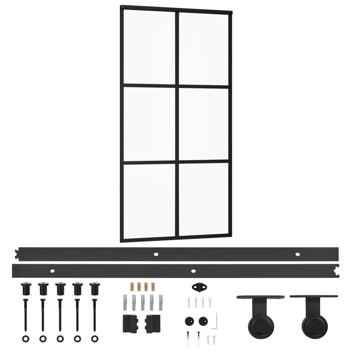 Schuifdeur met beslag 102x205 cm aluminium en ESG-glas