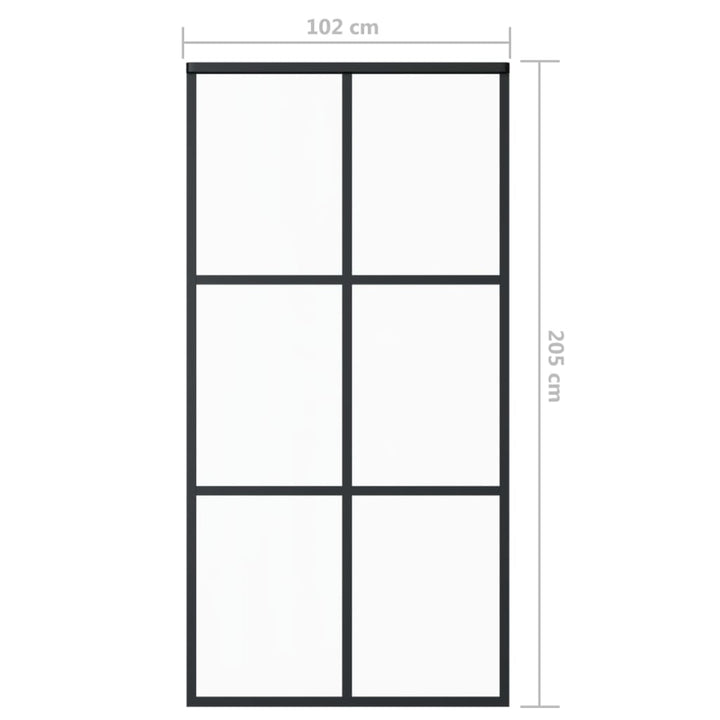 Schuifdeur met beslag 102x205 cm aluminium en ESG-glas