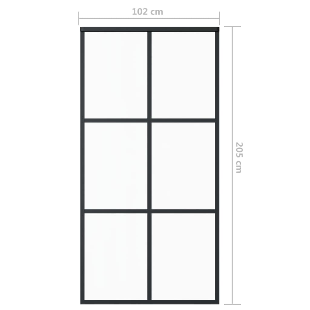 Schuifdeur met beslag 102x205 cm aluminium en ESG-glas