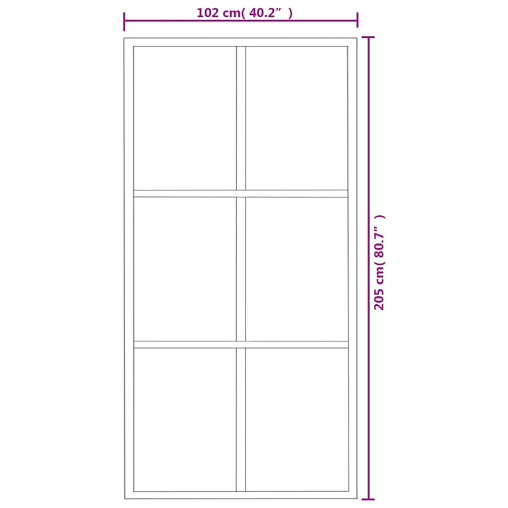 Schuifdeur met beslag 102x205 cm aluminium en ESG-glas