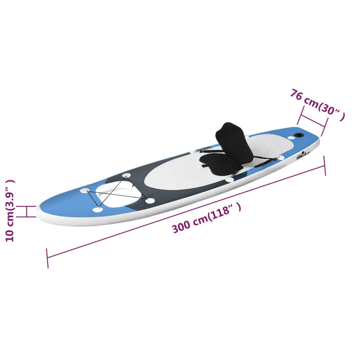 Stand Up Paddleboardset opblaasbaar 300x76x10 cm zeeblauw