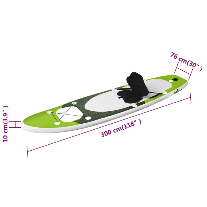 Stand Up Paddleboardset opblaasbaar 300x76x10 cm groen