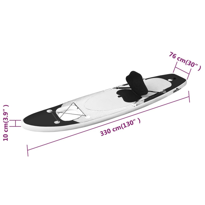 Stand Up Paddleboardset opblaasbaar 330x76x10 cm zwart