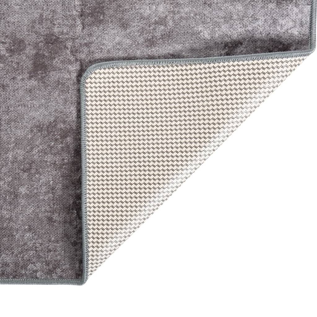Vloerkleed wasbaar anti-slip 80x300 cm grijs