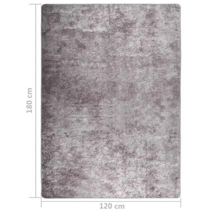 Vloerkleed wasbaar anti-slip 120x180 cm grijs