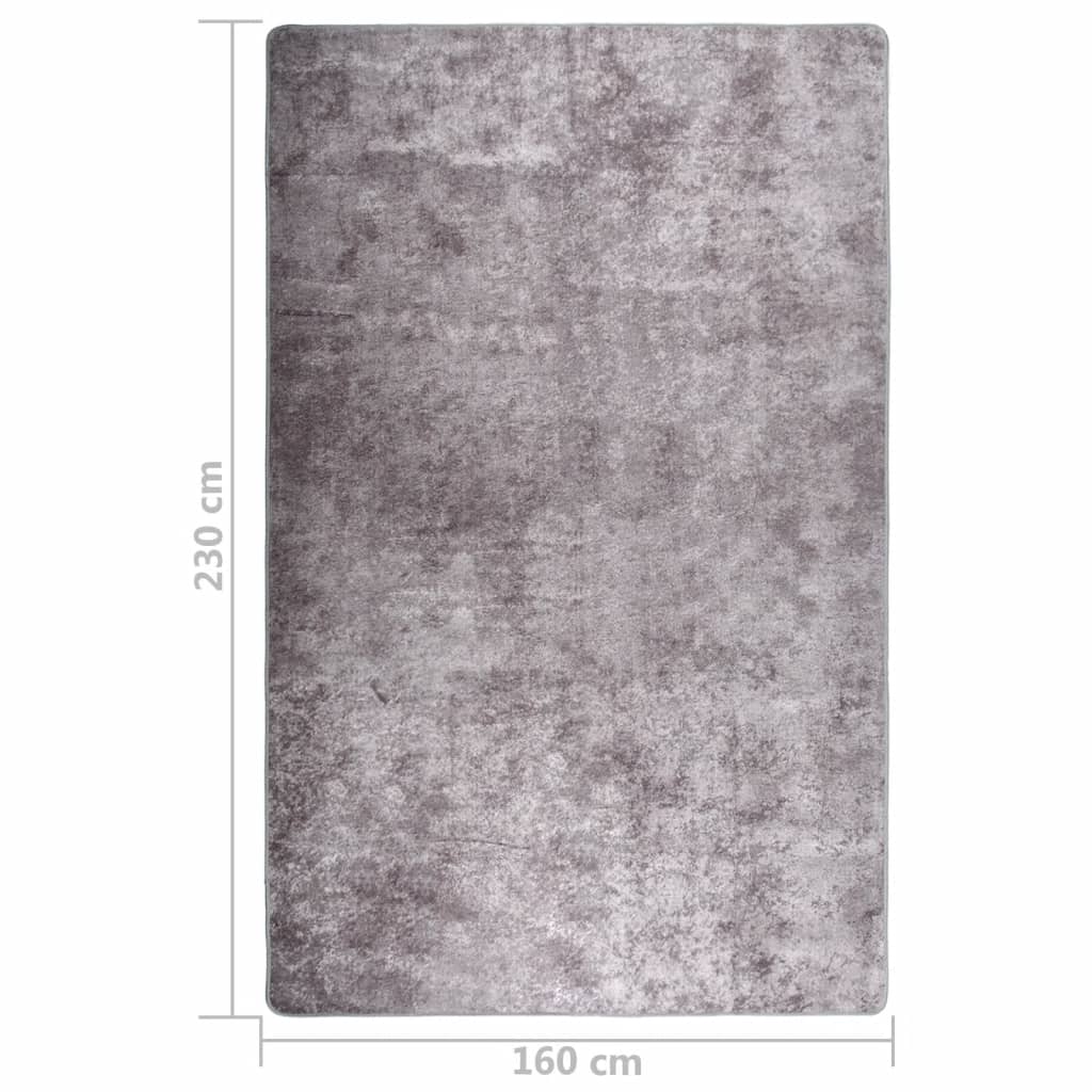 Vloerkleed wasbaar anti-slip 160x230 cm grijs