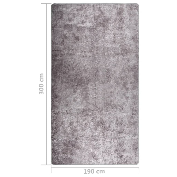 Vloerkleed wasbaar anti-slip 190x300 cm grijs