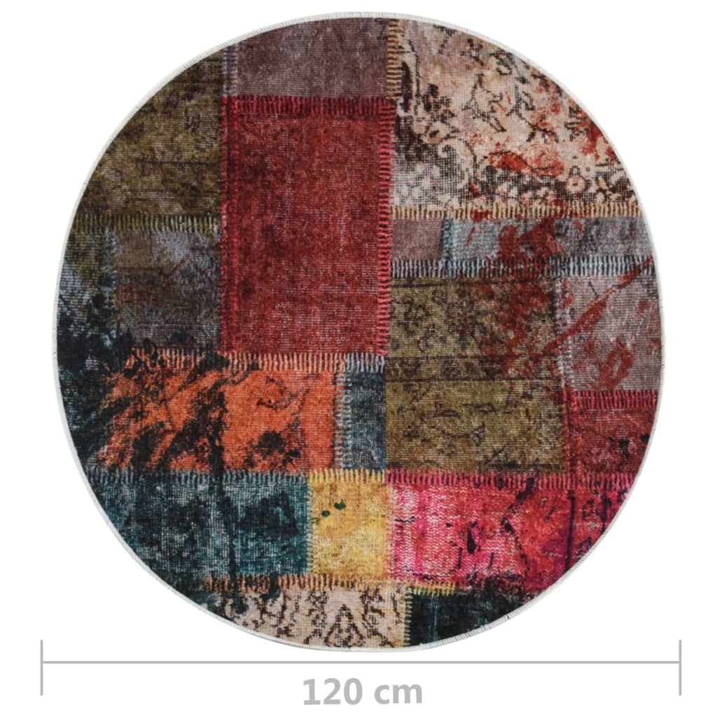 Vloerkleed wasbaar anti-slip patchwork ø¸120 cm meerkleurig