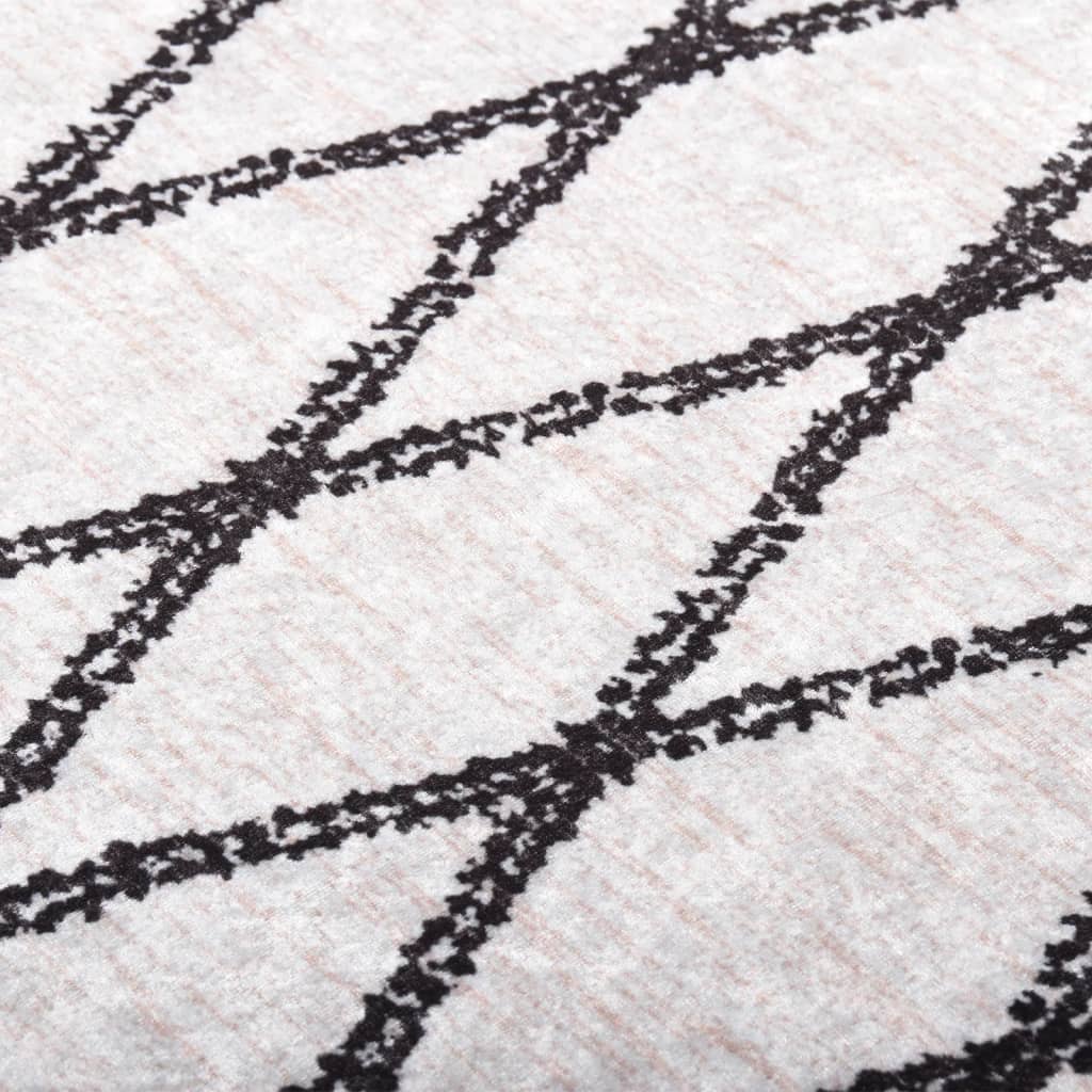 Vloerkleed wasbaar anti-slip 120x180 cm zwart en wit