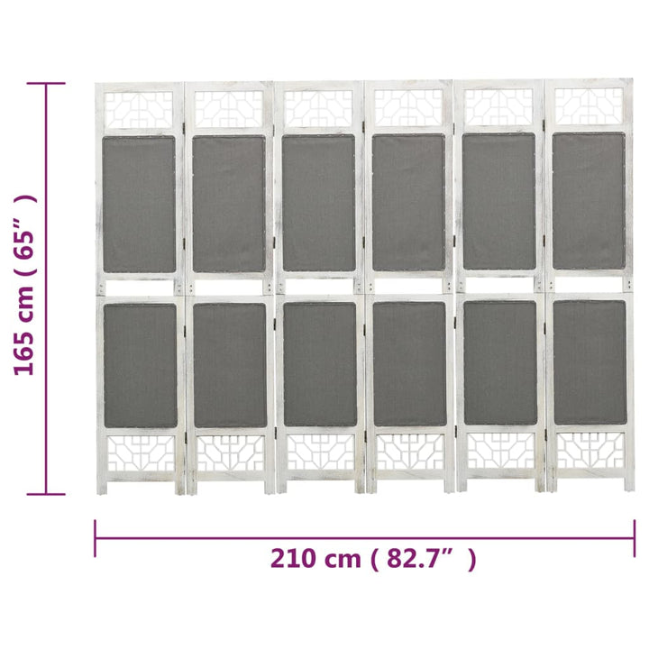 Kamerscherm met 6 panelen 210x165 cm stof grijs