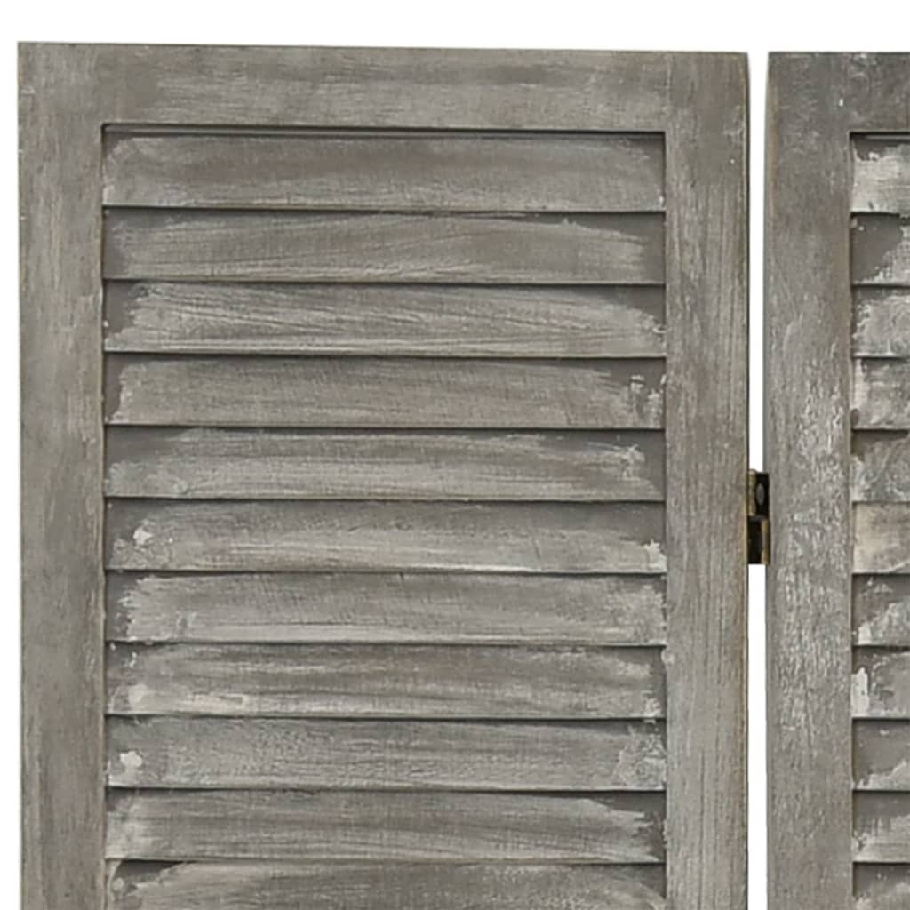 Kamerscherm met 3 panelen 106,5x166 cm massief hout grijs