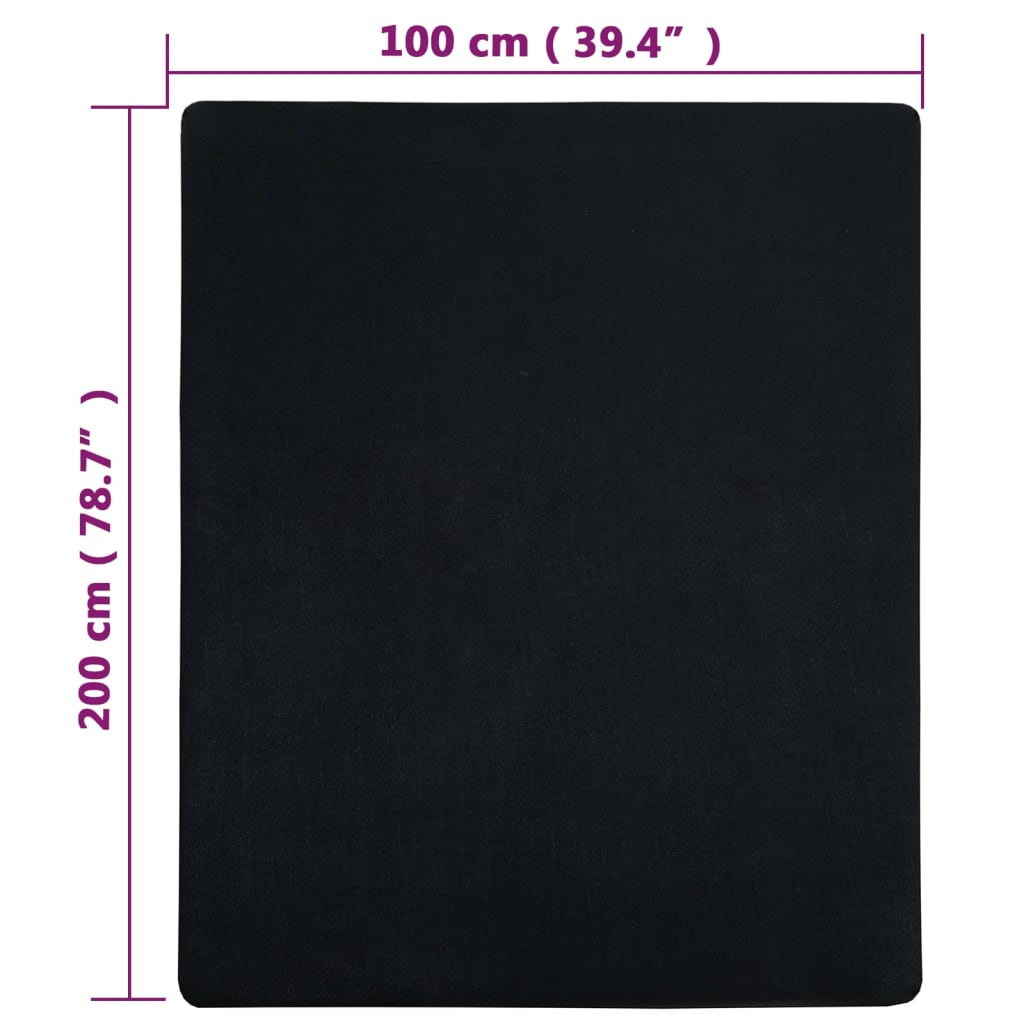 Hoeslaken jersey 100x200 cm katoen zwart