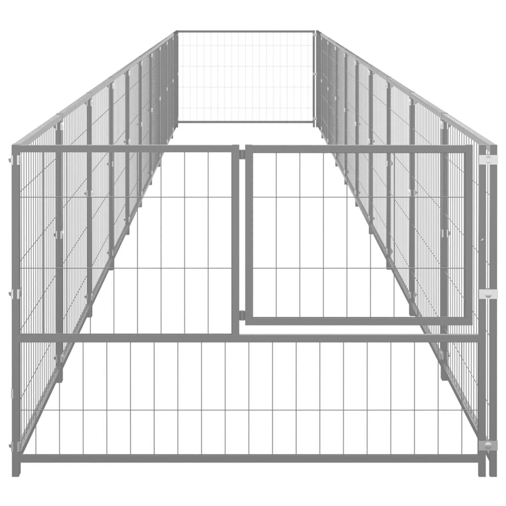 Hondenkennel 10 m² staal zilverkleurig