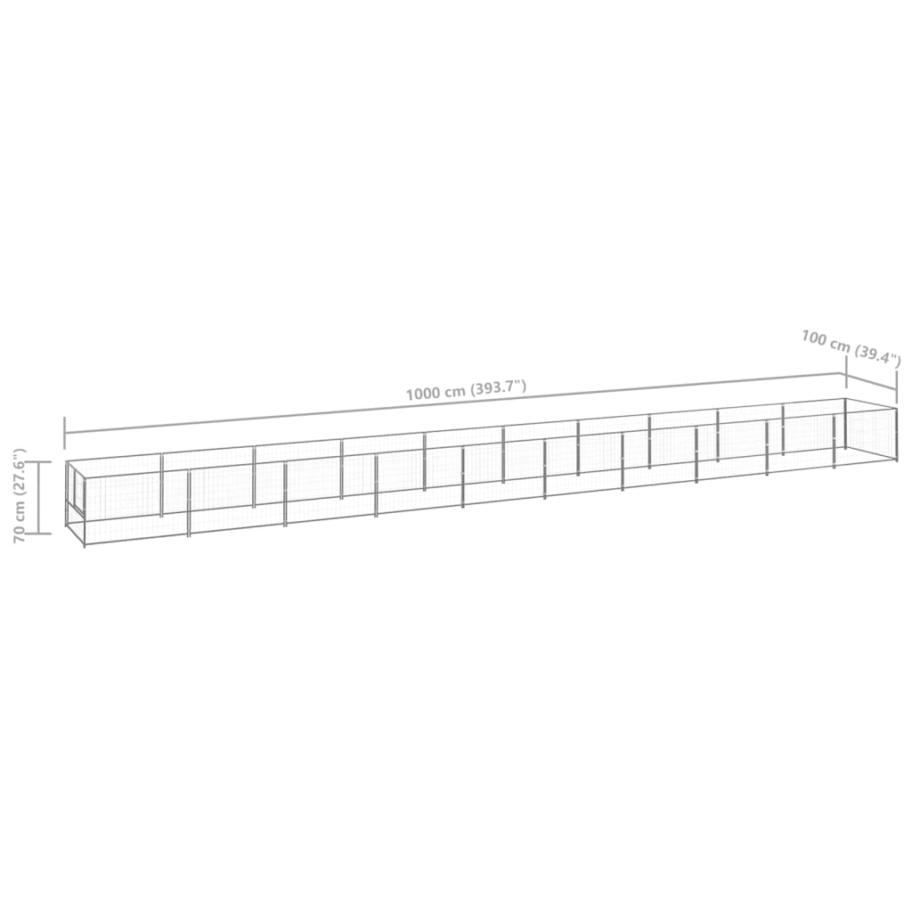 Hondenkennel 10 m² staal zilverkleurig