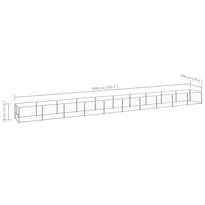 Hondenkennel 10 m² staal zilverkleurig